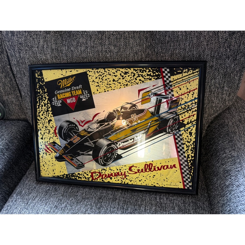 Vintage Miller Genuine Draft Racing Team Danny Sullivan Bar Mirror 20x15 MGD